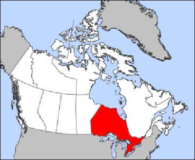 map of Ontario inside Canada