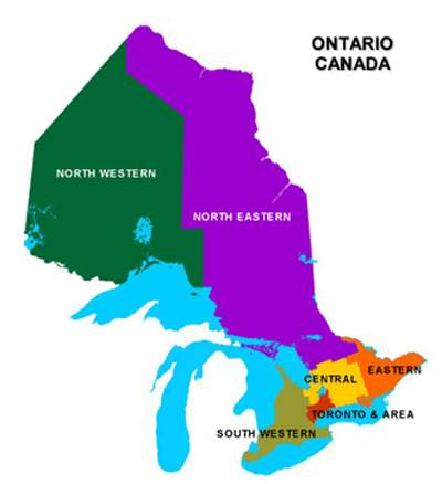 map of Ontario, Canada